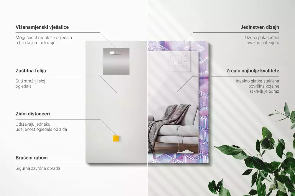 Obdélníkové dekorační zrcadlo Průhledné barevné kostky