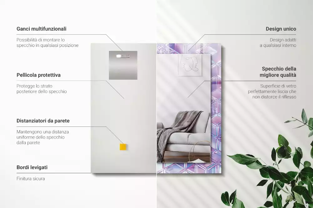 Obdélníkové dekorační zrcadlo Průhledné barevné kostky