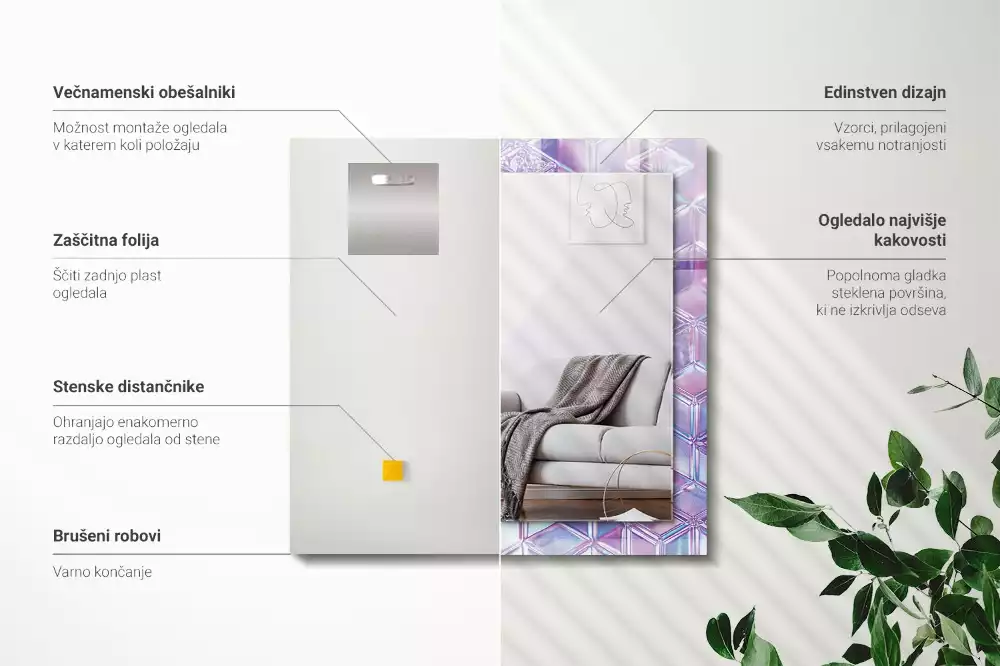 Obdélníkové dekorační zrcadlo Průhledné barevné kostky