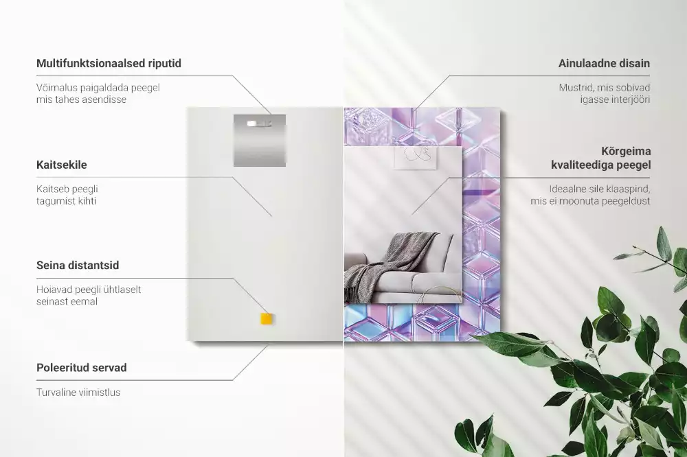 Obdélníkové dekorační zrcadlo Průhledné barevné kostky