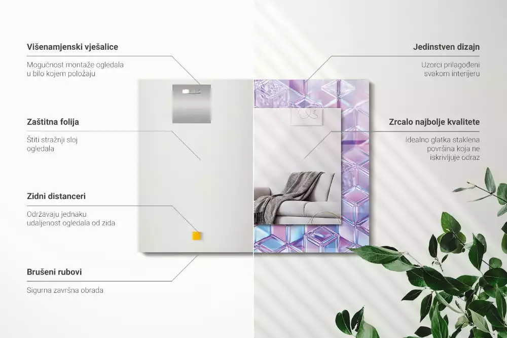 Obdélníkové dekorační zrcadlo Průhledné barevné kostky