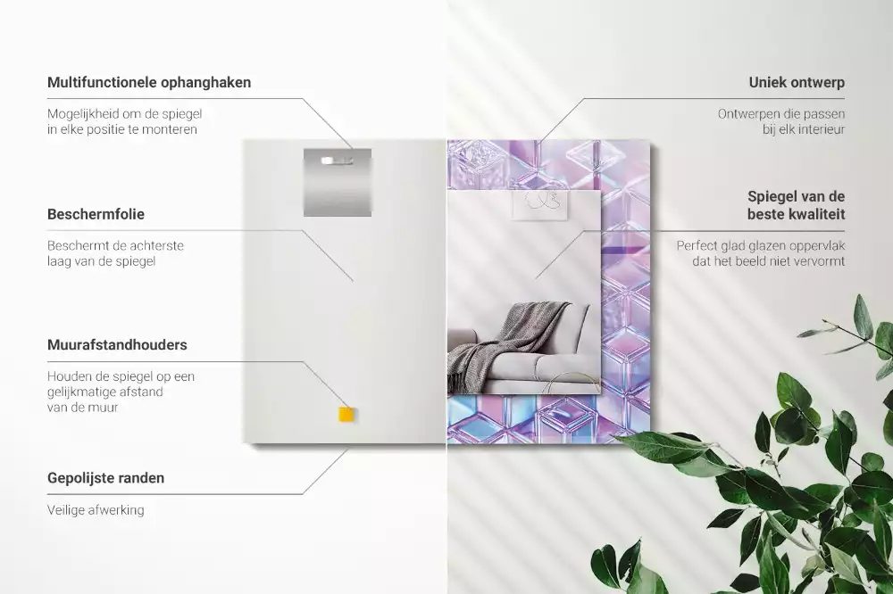 Obdélníkové dekorační zrcadlo Průhledné barevné kostky