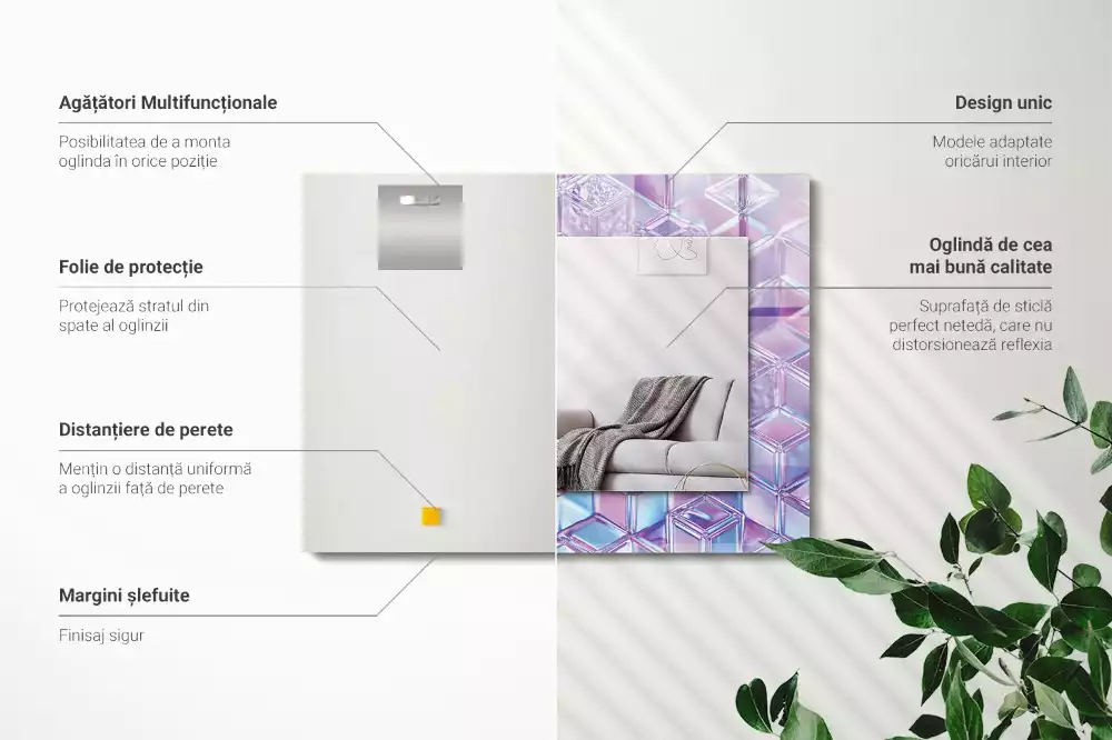 Obdélníkové dekorační zrcadlo Průhledné barevné kostky