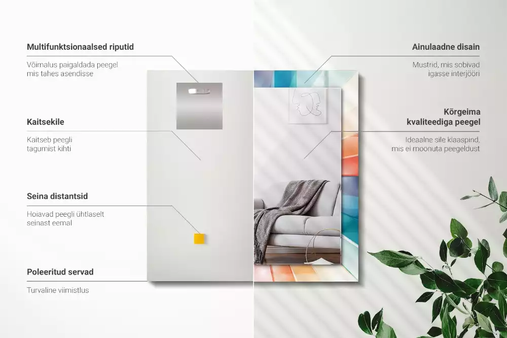 Obdélníkové dekorační zrcadlo Barevné světelné paprsky