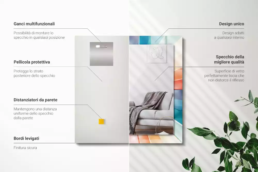 Obdélníkové dekorační zrcadlo Barevné světelné paprsky