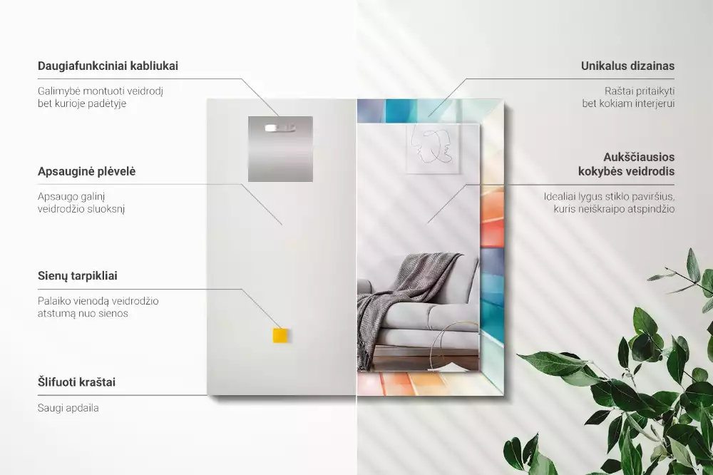 Obdélníkové dekorační zrcadlo Barevné světelné paprsky