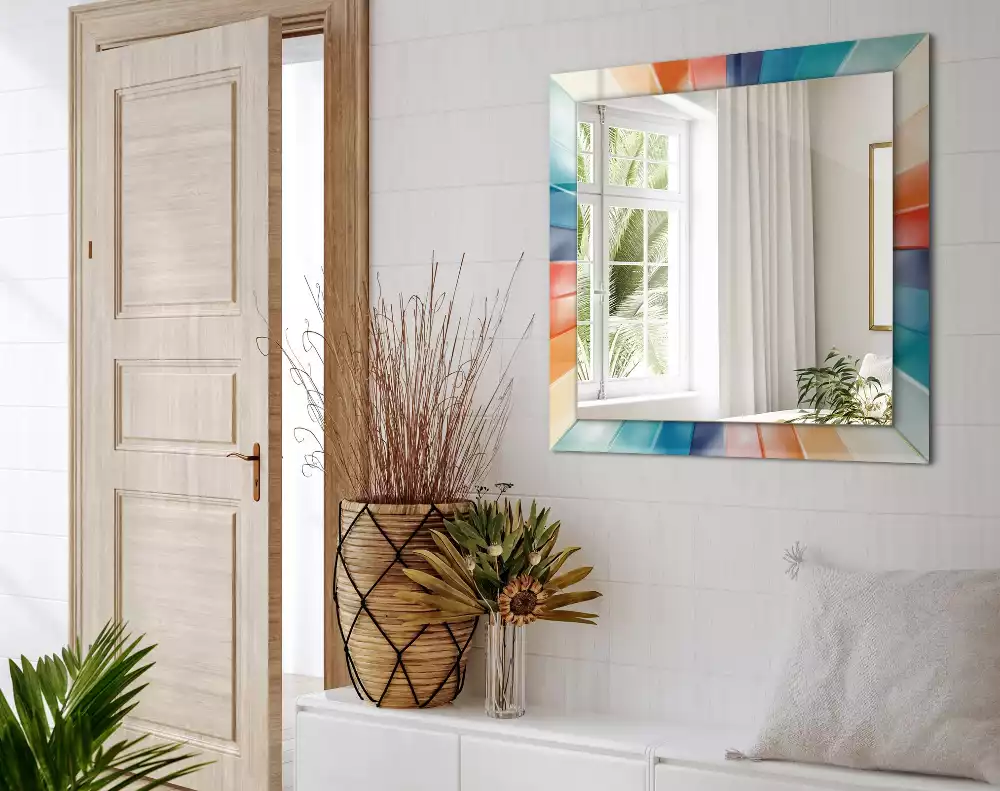 Obdélníkové dekorační zrcadlo Barevné světelné paprsky