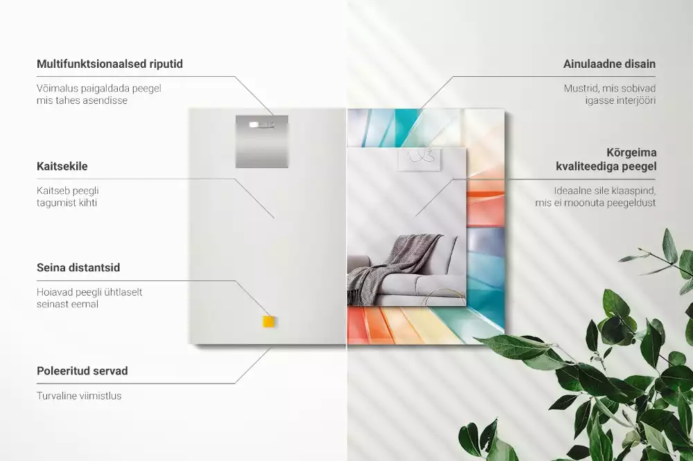 Obdélníkové dekorační zrcadlo Barevné světelné paprsky