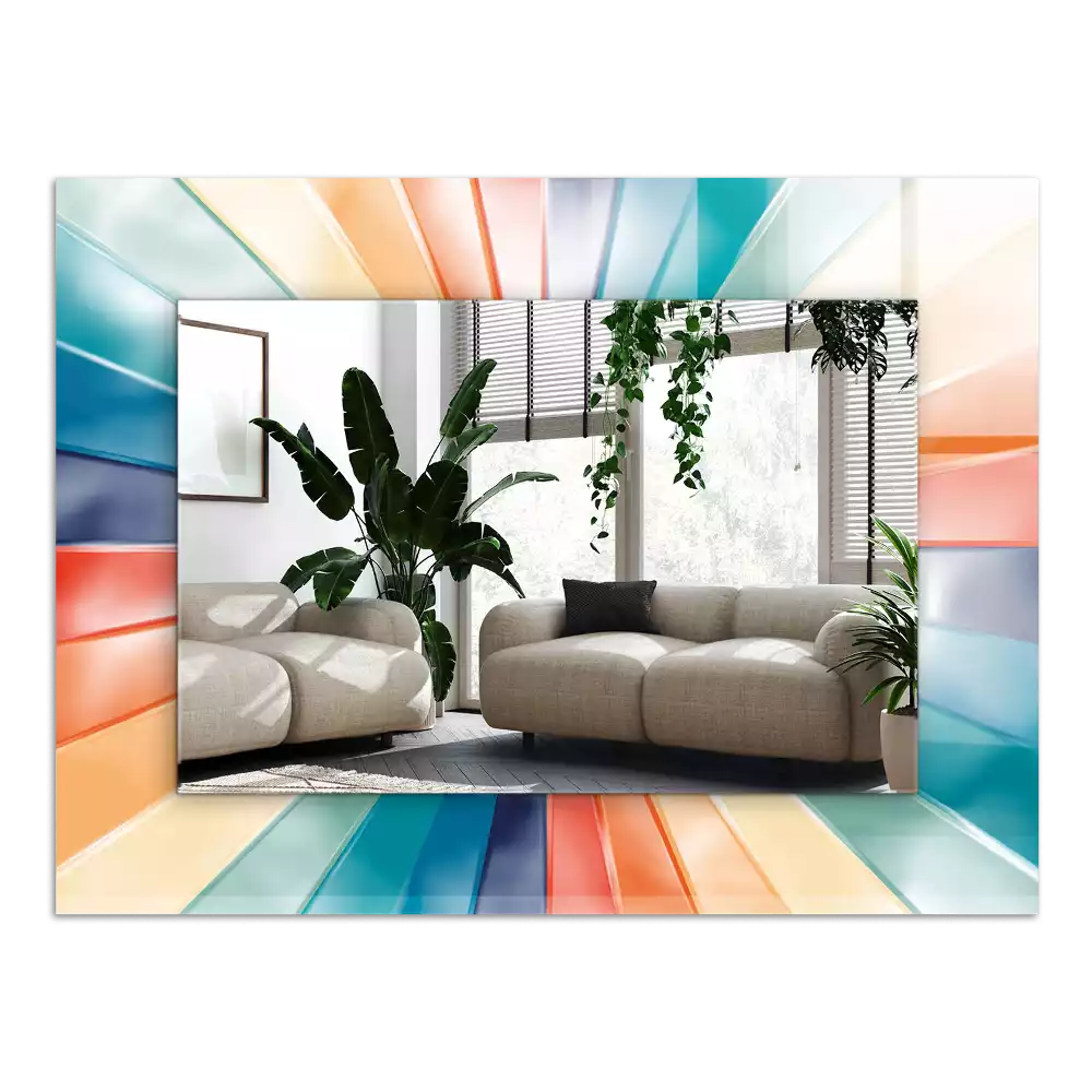 Obdélníkové dekorační zrcadlo Barevné světelné paprsky