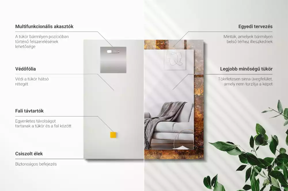 Obdélníkové dekorační zrcadlo Rezavý kovový povrch