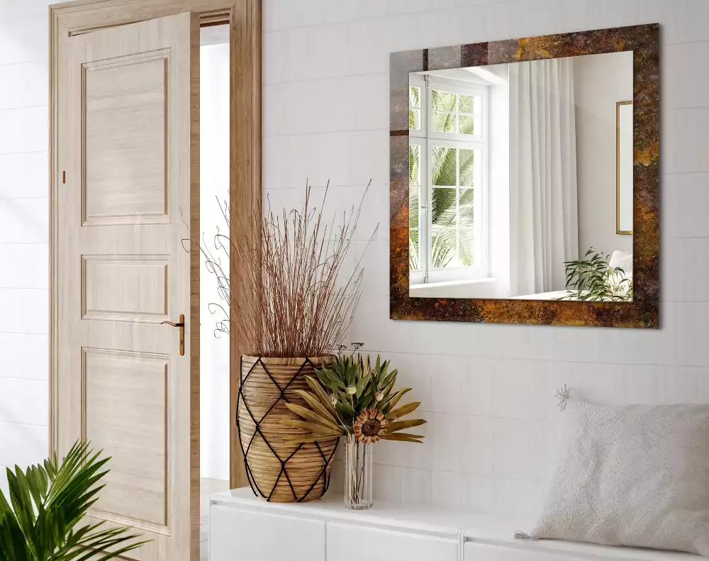 Obdélníkové dekorační zrcadlo Rezavý kovový povrch