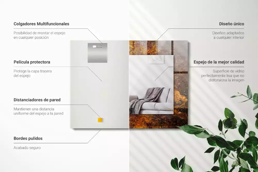 Obdélníkové dekorační zrcadlo Rezavý kovový povrch