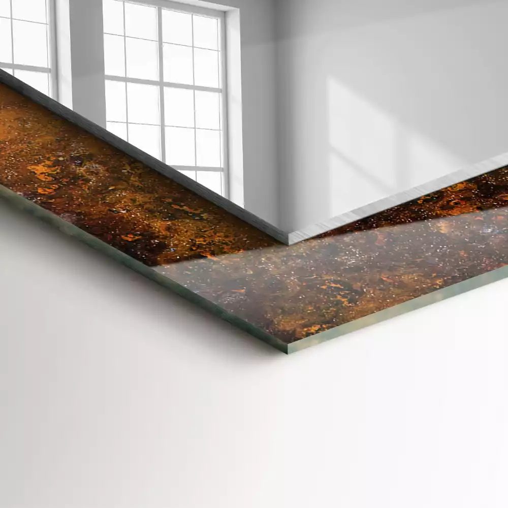 Obdélníkové dekorační zrcadlo Rezavý kovový povrch