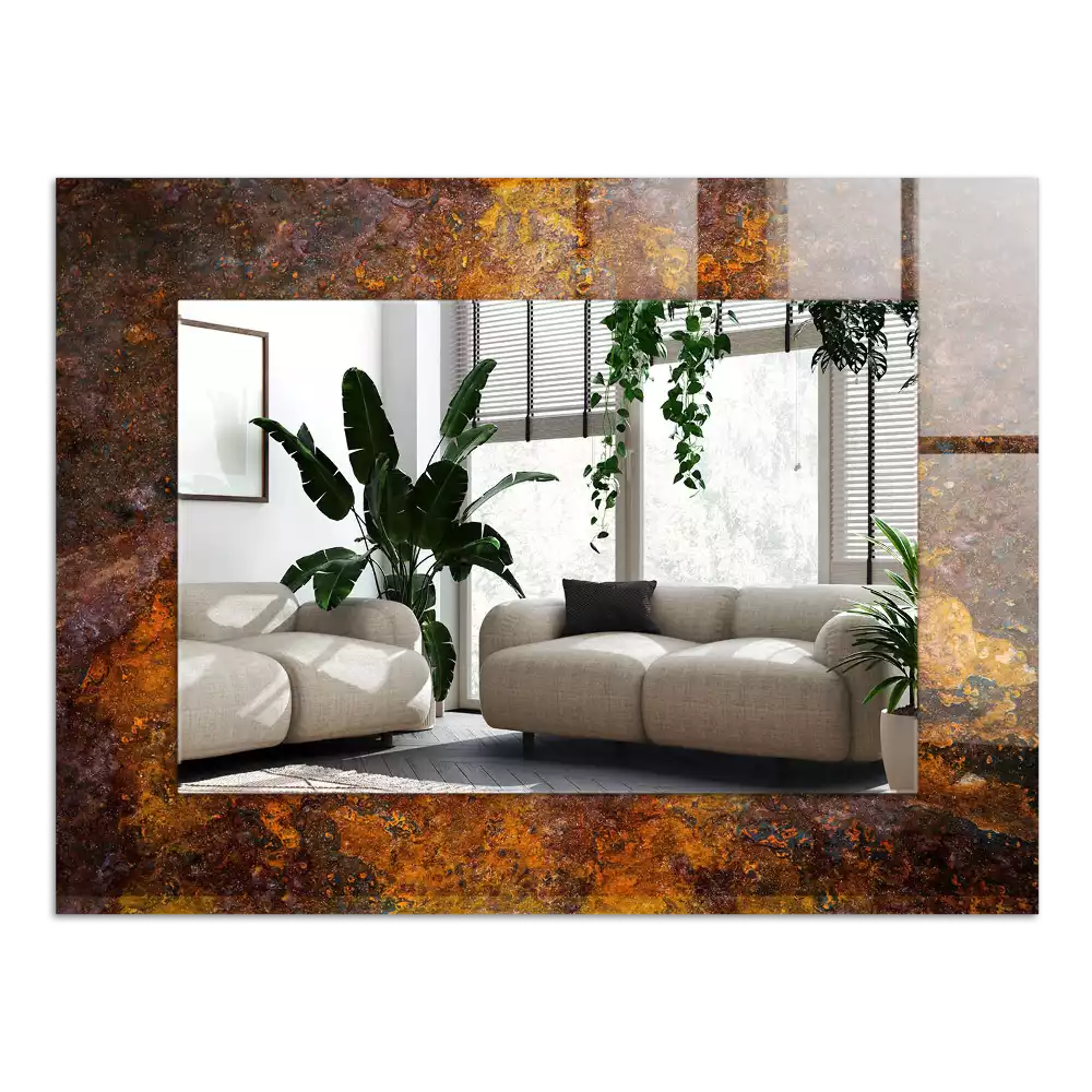 Obdélníkové dekorační zrcadlo Rezavý kovový povrch