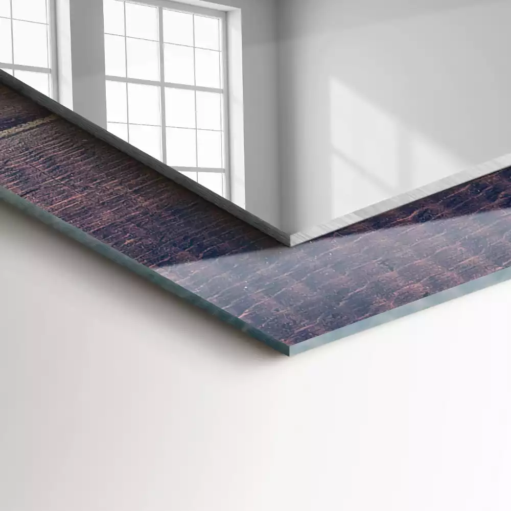 Obdélníkové dekorační zrcadlo Růžové dřevěné tulipány