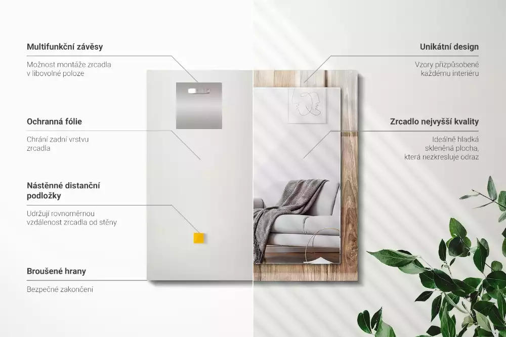 Obdélníkové dekorační zrcadlo Dřevěná prkenná podlaha