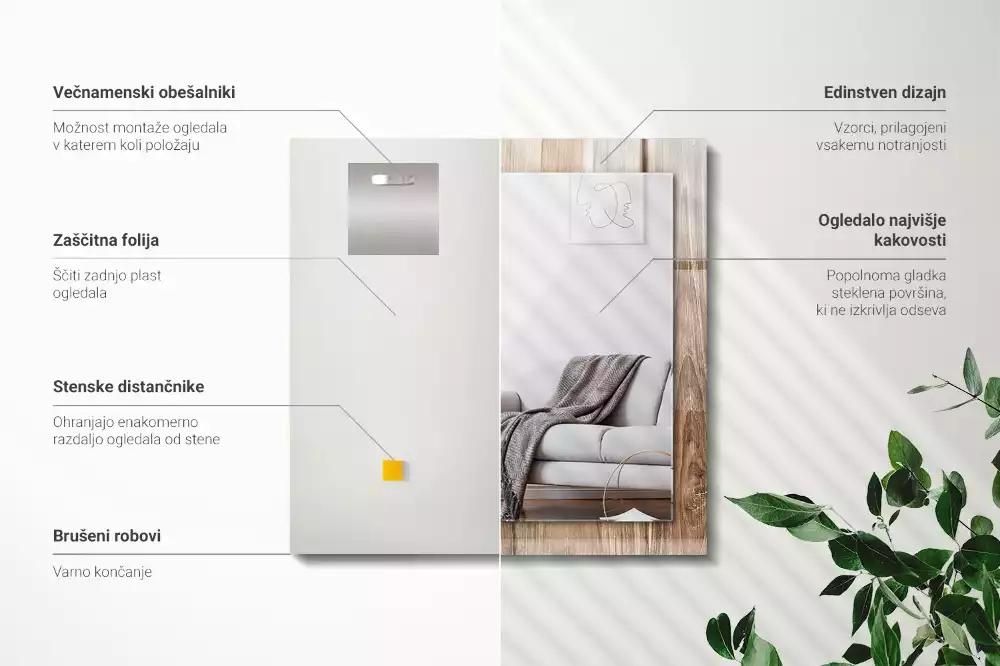 Obdélníkové dekorační zrcadlo Dřevěná prkenná podlaha