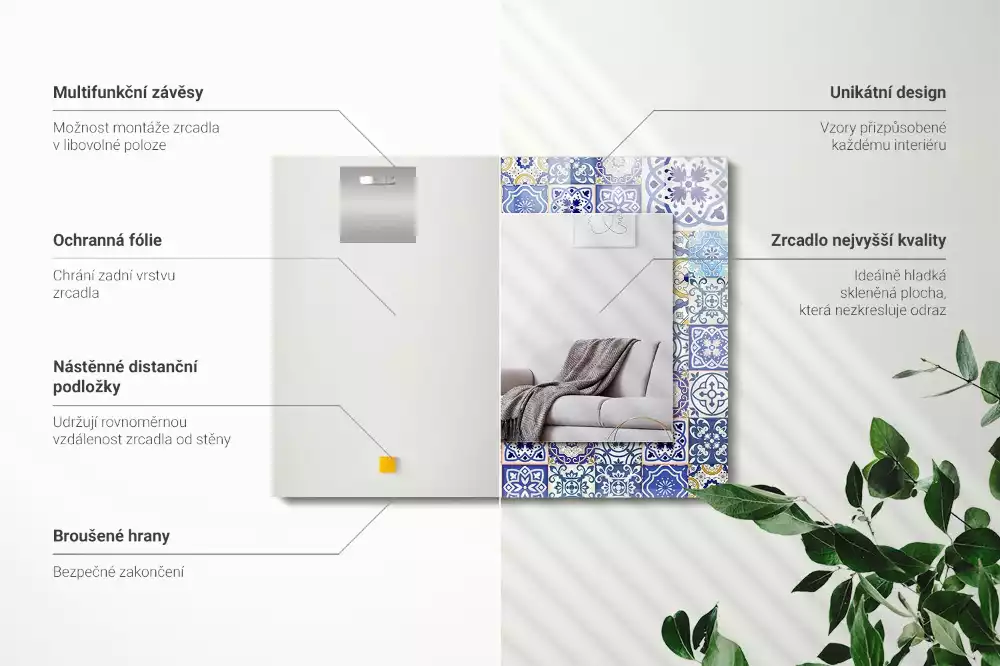 Obdélníkové dekorační zrcadlo Barevné mozaikové dlaždice
