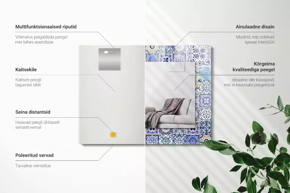 Obdélníkové dekorační zrcadlo Barevné mozaikové dlaždice