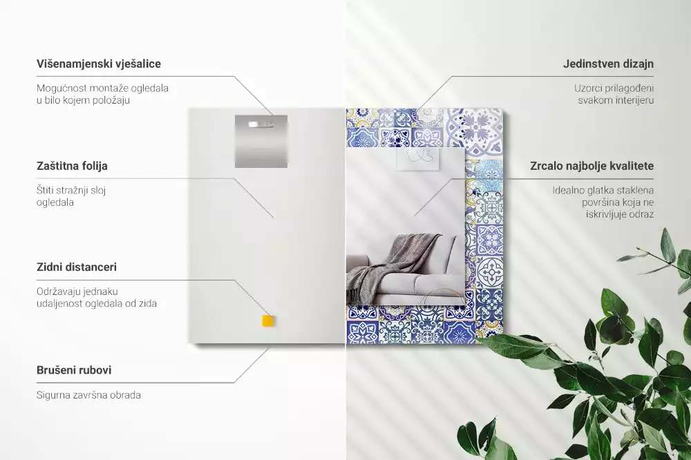 Obdélníkové dekorační zrcadlo Barevné mozaikové dlaždice