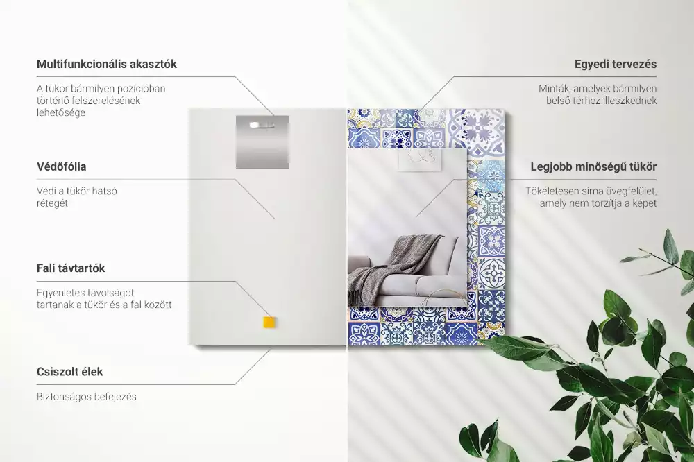 Obdélníkové dekorační zrcadlo Barevné mozaikové dlaždice