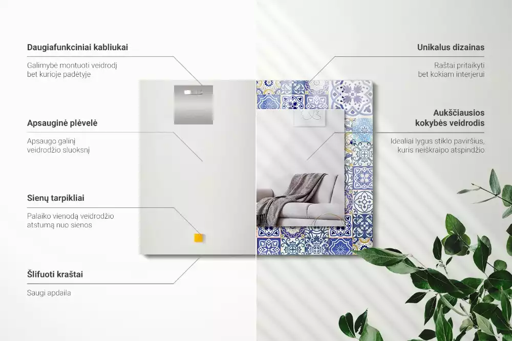 Obdélníkové dekorační zrcadlo Barevné mozaikové dlaždice