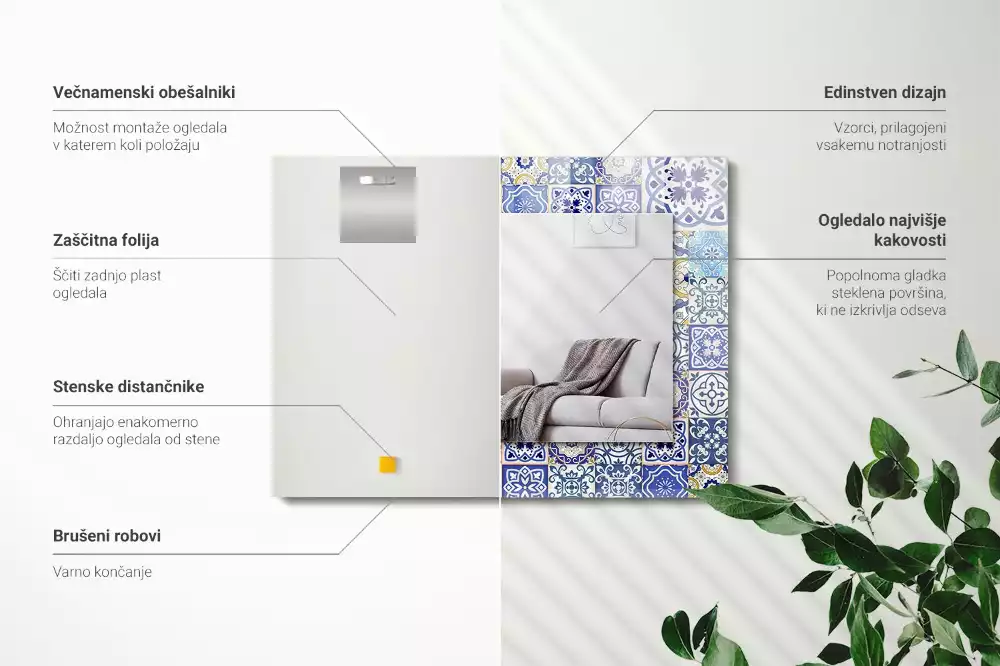 Obdélníkové dekorační zrcadlo Barevné mozaikové dlaždice