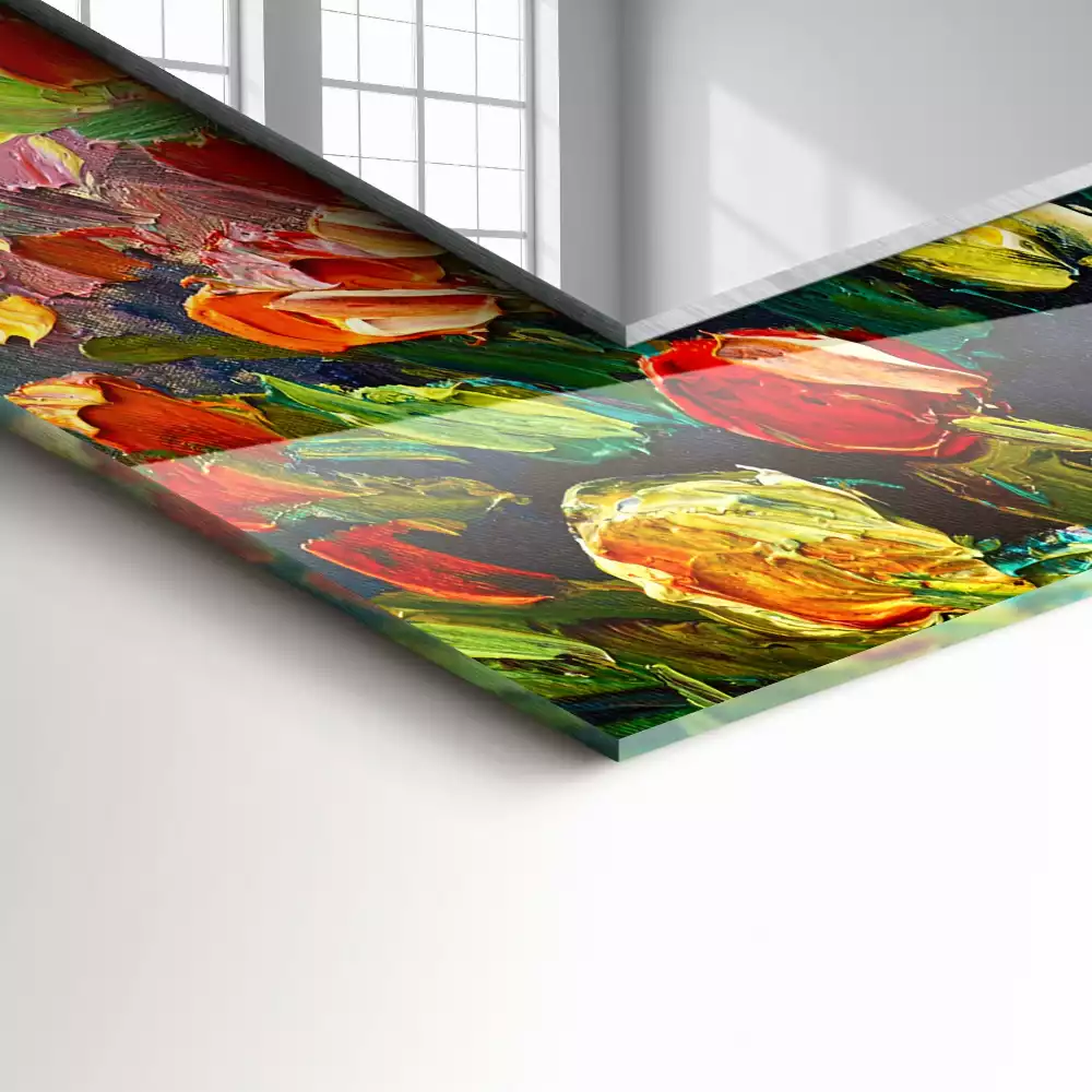 Obdélníkové dekorační zrcadlo Tulipánové pole