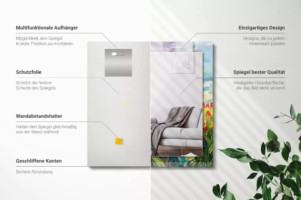 Obdélníkové dekorační zrcadlo Tulipánové pole