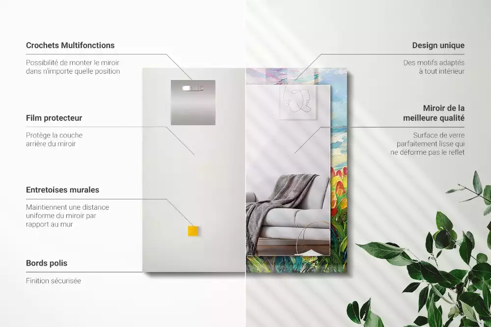 Obdélníkové dekorační zrcadlo Tulipánové pole