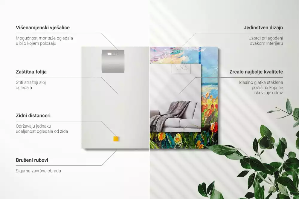 Obdélníkové dekorační zrcadlo Tulipánové pole
