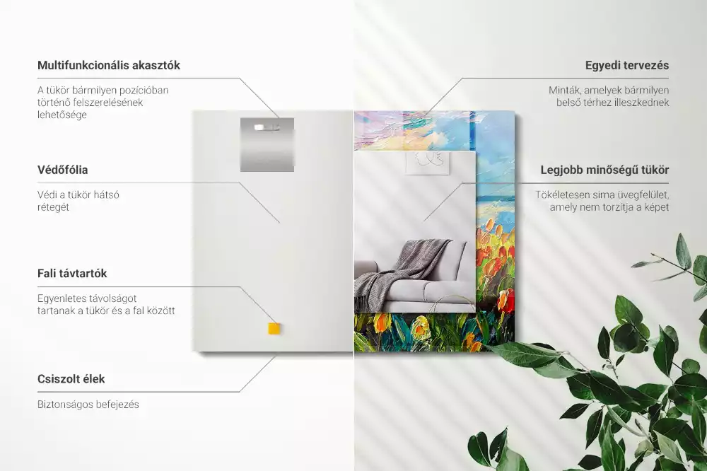 Obdélníkové dekorační zrcadlo Tulipánové pole