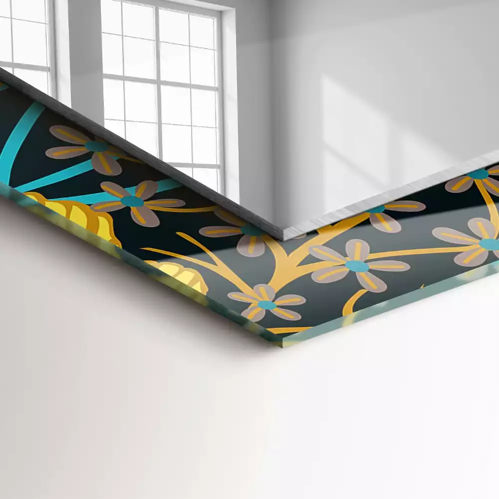 Obdélníkové dekorační zrcadlo Květiny listy vzory