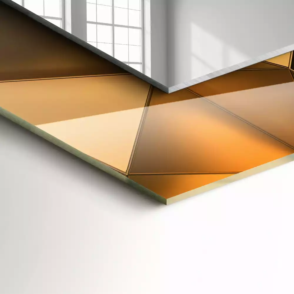 Obdélníkové dekorační zrcadlo Zlaté geometrické vzory