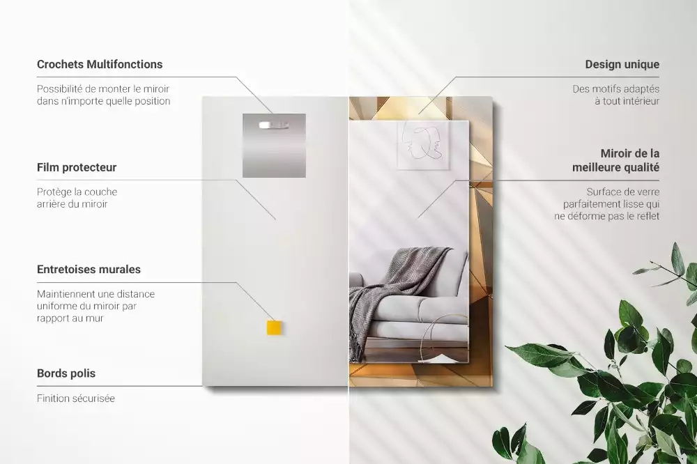 Obdélníkové dekorační zrcadlo Zlaté geometrické vzory