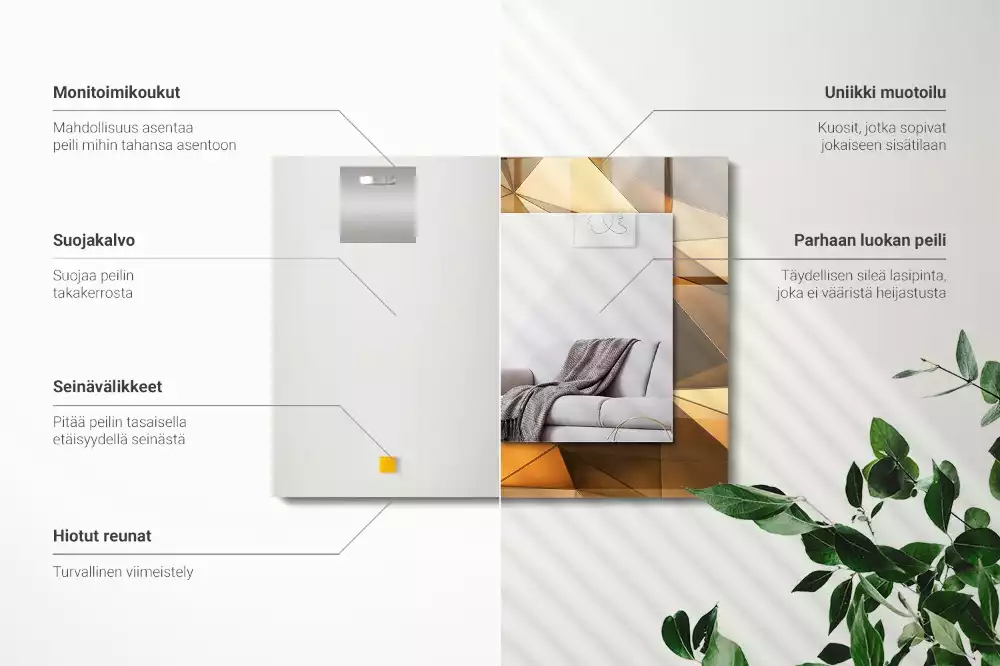 Obdélníkové dekorační zrcadlo Zlaté geometrické vzory