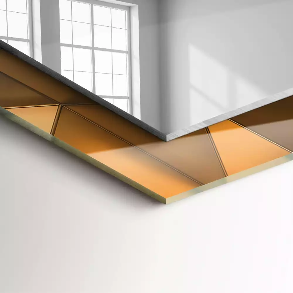 Obdélníkové dekorační zrcadlo Zlaté geometrické vzory