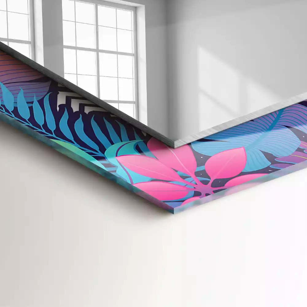 Obdélníkové dekorační zrcadlo Barevné tropické listy