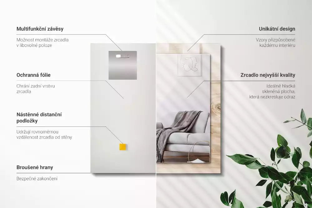 Obdélníkové dekorační zrcadlo Dřevo s uzly