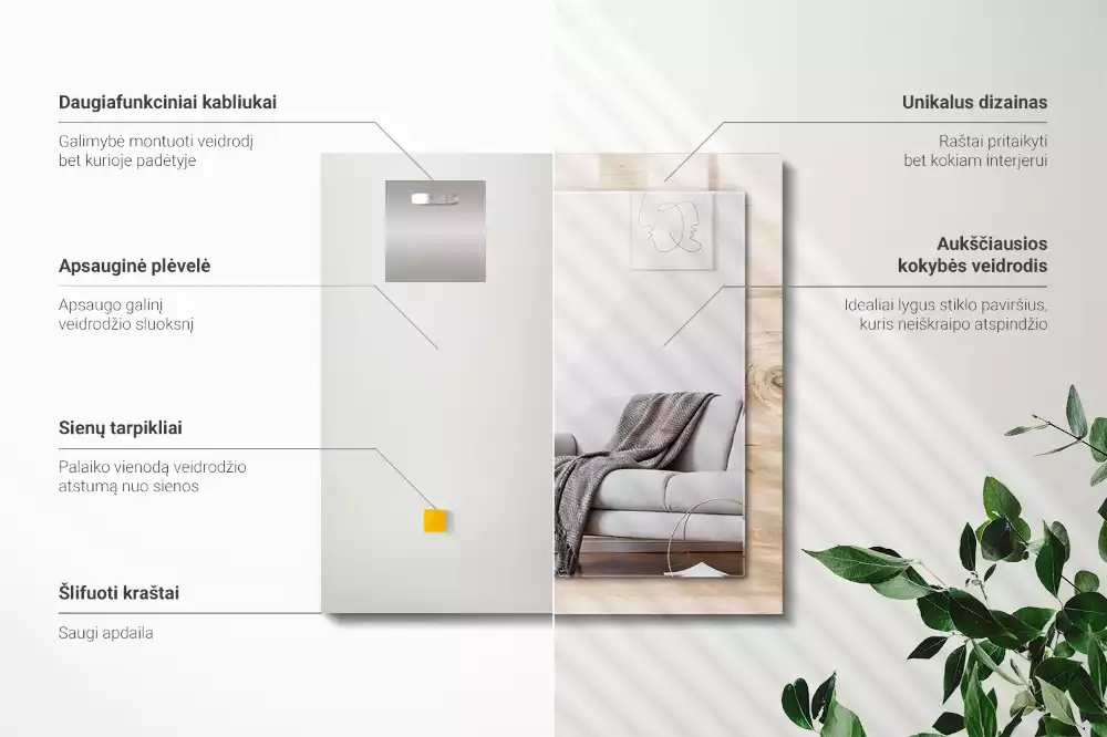 Obdélníkové dekorační zrcadlo Dřevo s uzly