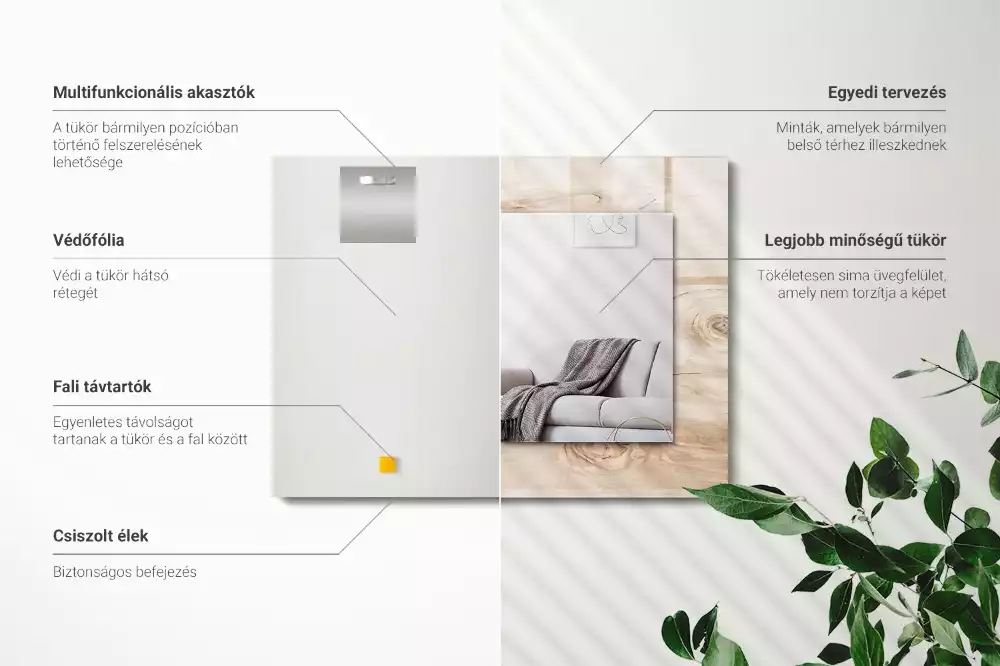 Obdélníkové dekorační zrcadlo Dřevo s uzly