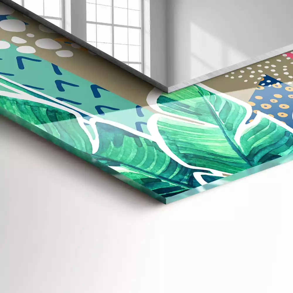 Obdélníkové dekorační zrcadlo Květiny a listy