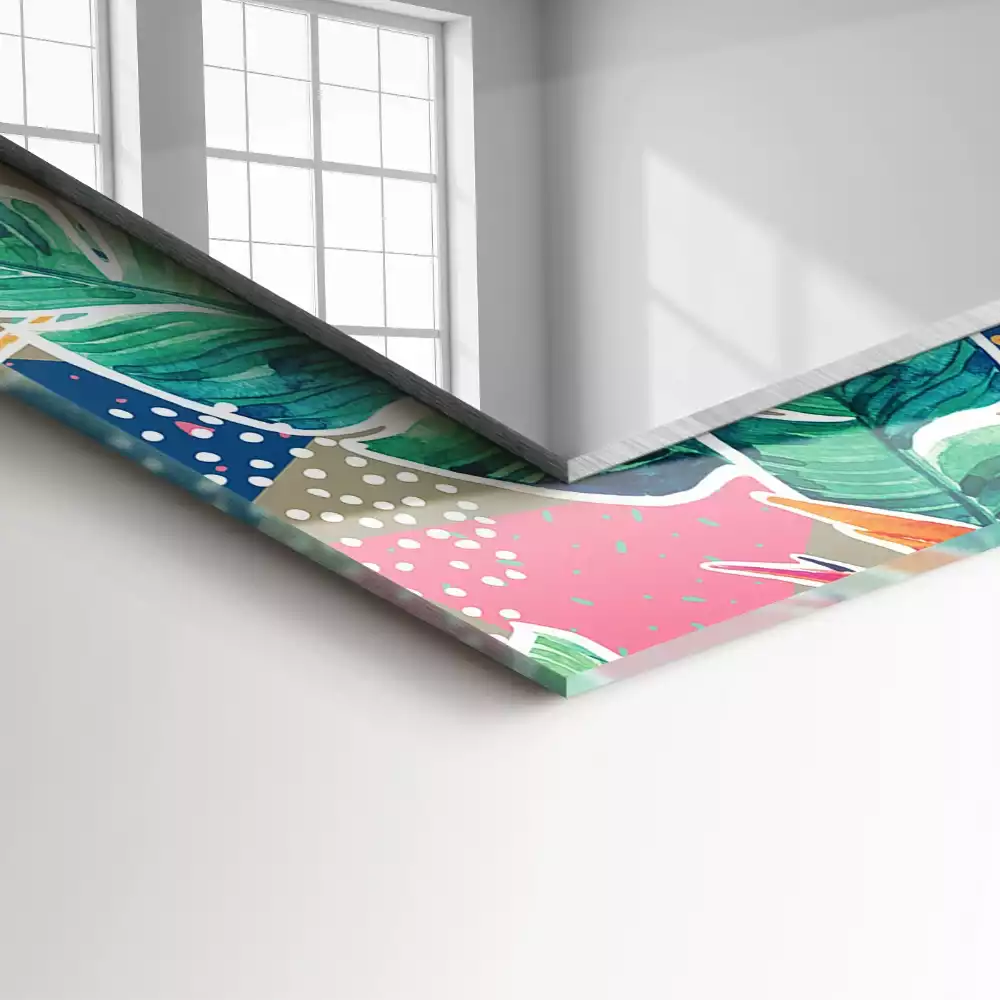 Obdélníkové dekorační zrcadlo Květiny a listy