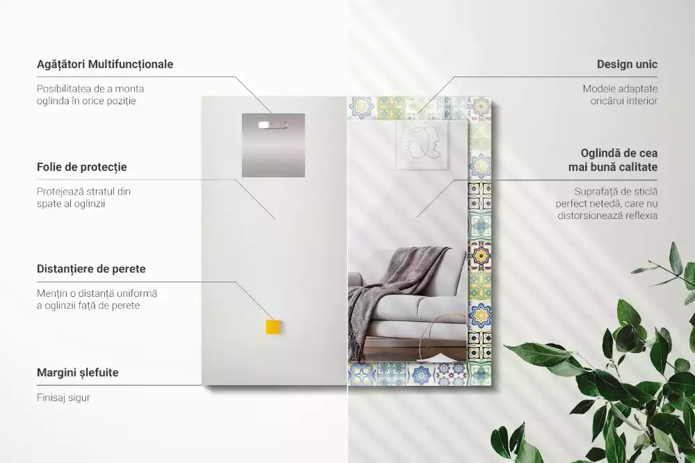 Obdélníkové dekorační zrcadlo Barevné vzory dlaždic