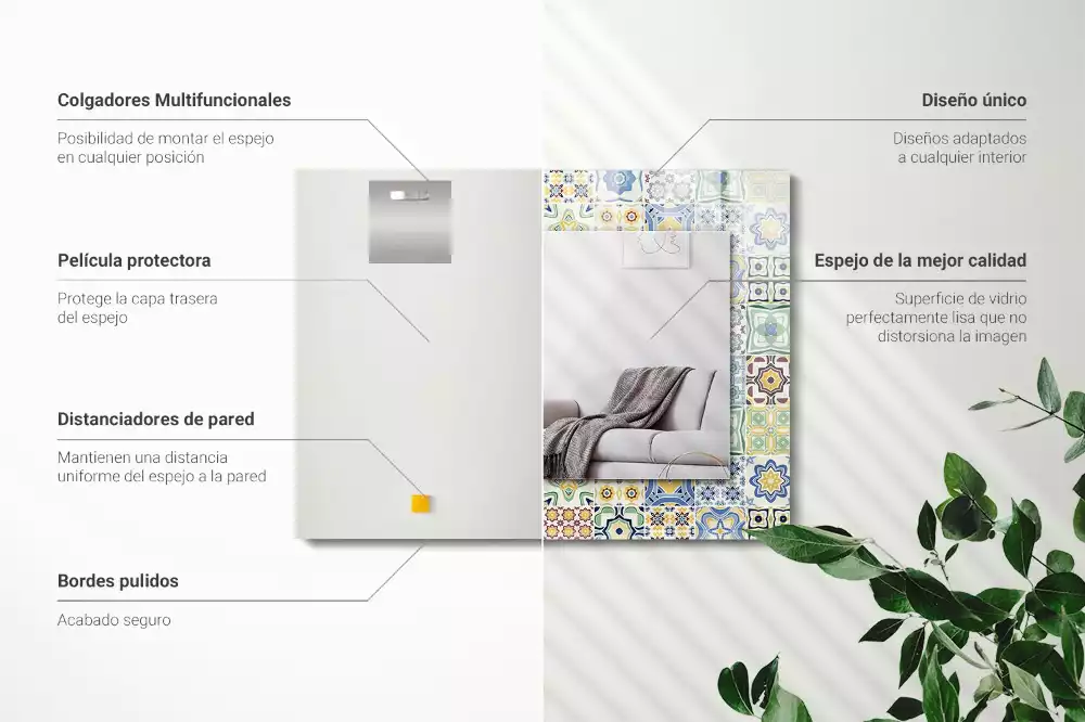 Obdélníkové dekorační zrcadlo Barevné vzory dlaždic