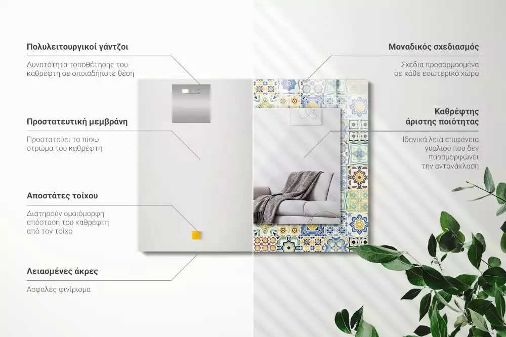 Obdélníkové dekorační zrcadlo Barevné vzory dlaždic