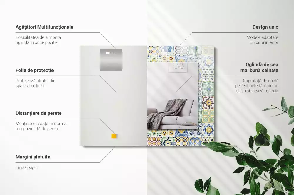 Obdélníkové dekorační zrcadlo Barevné vzory dlaždic