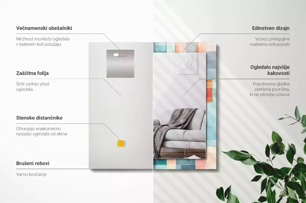 Obdélníkové dekorační zrcadlo Barevné abstraktní obdélníky