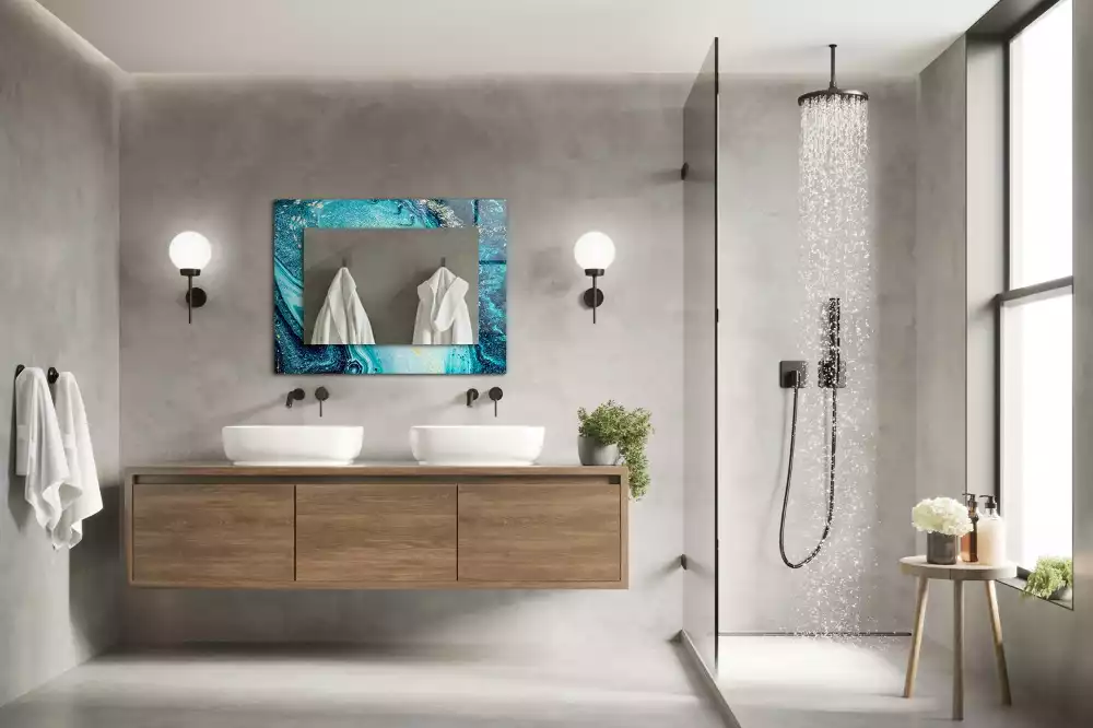 Obdélníkové dekorační zrcadlo Abstraktní modré umění