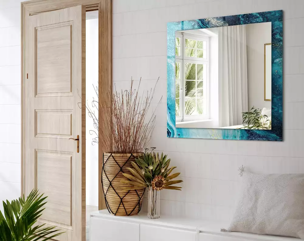 Obdélníkové dekorační zrcadlo Abstraktní modré umění